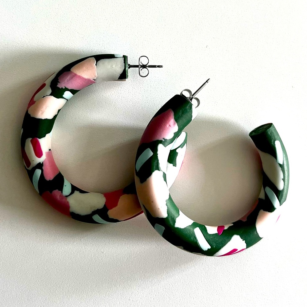 Double Scoop Hoop Earrings, Handmade, Brand New